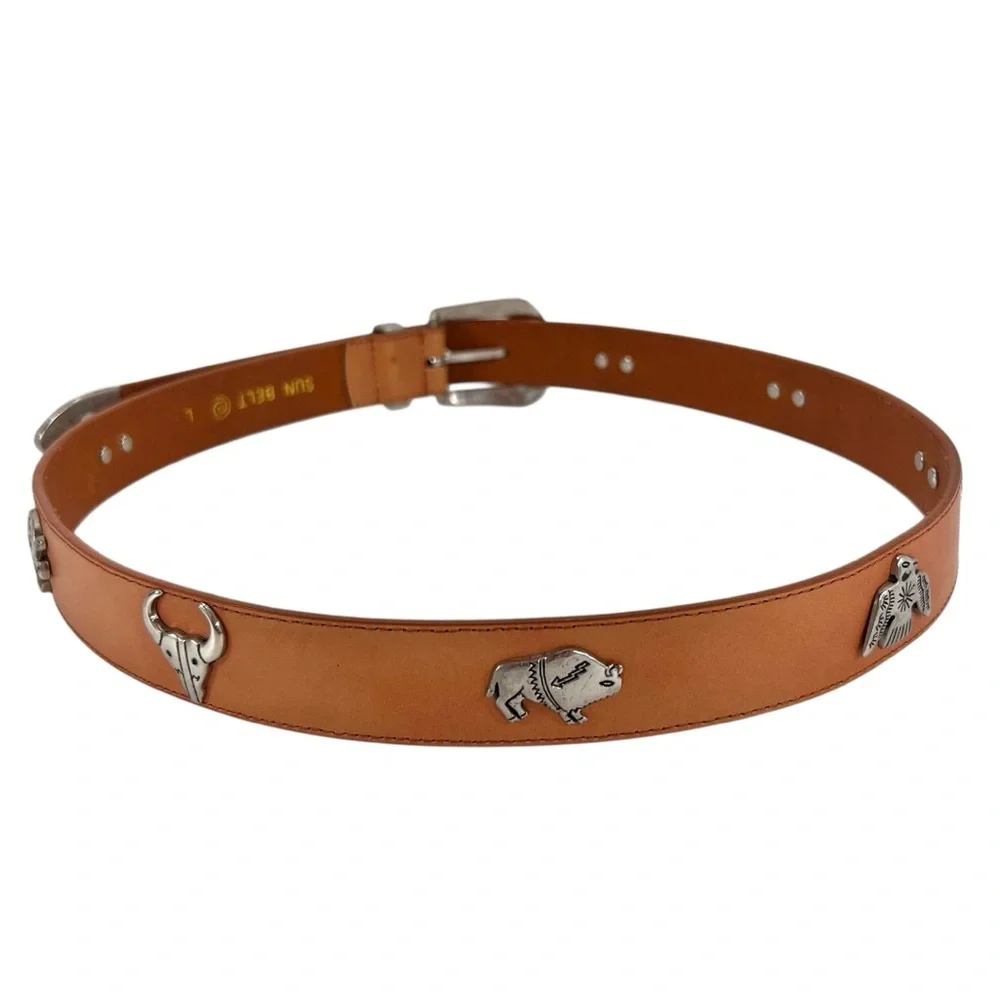 Sunbelt Belt Southwestern Embellished Animal Studded Light Brown Belt
